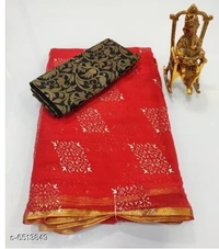 Trendly Pure Chiffon Saree - 8 color available , Free shipping , Free , pack of 1