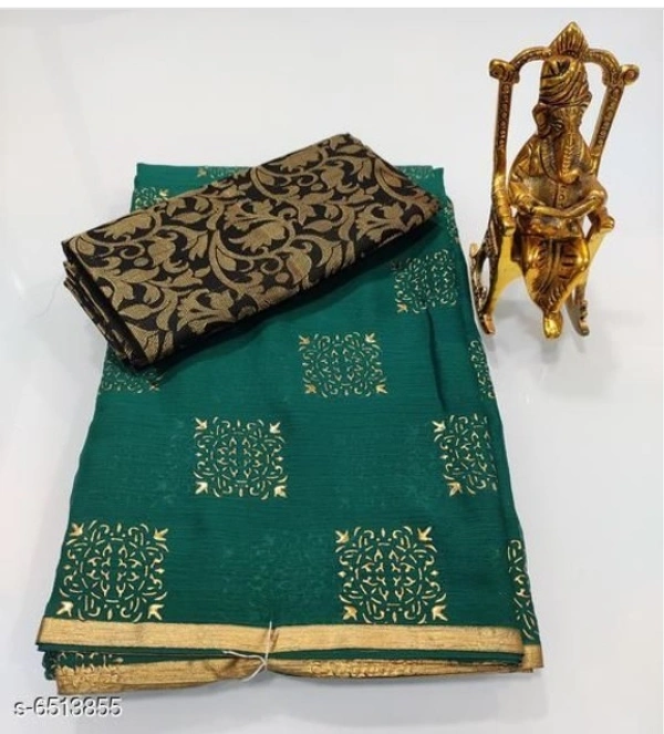 Trendly Pure Chiffon Saree - 8 color available , Free shipping , Free , pack of 1