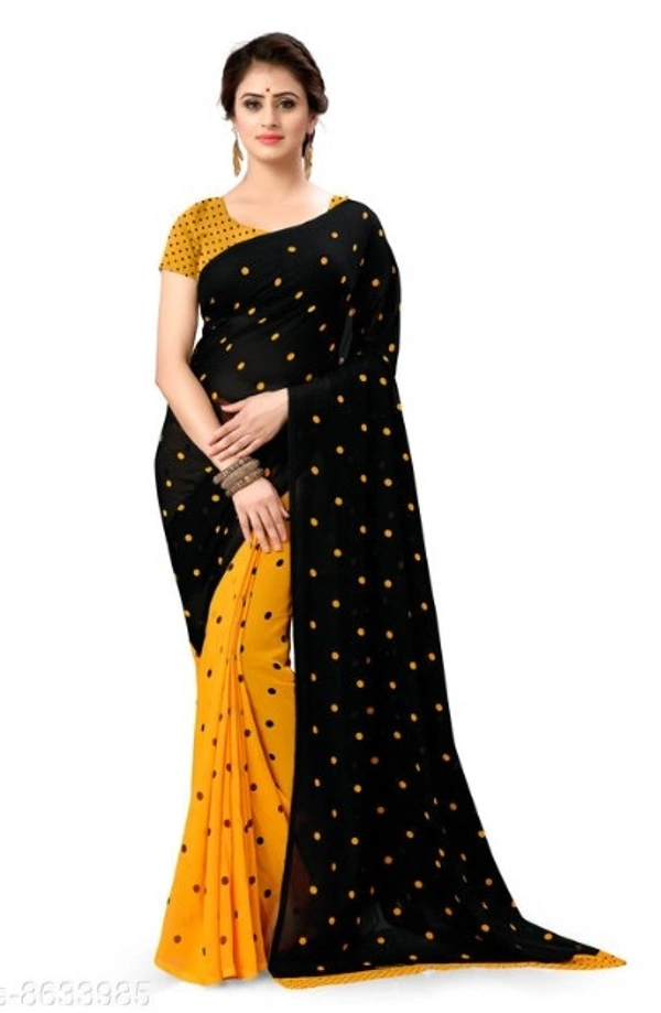 Aanand Polka Print Daily Wear Geogarted Saree - 4 color available , Free shipping , Free , pack of 1