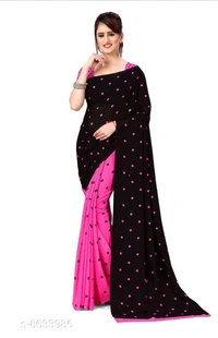 Aanand Polka Print Daily Wear Geogarted Saree - 4 color available , Free shipping , Free , pack of 1
