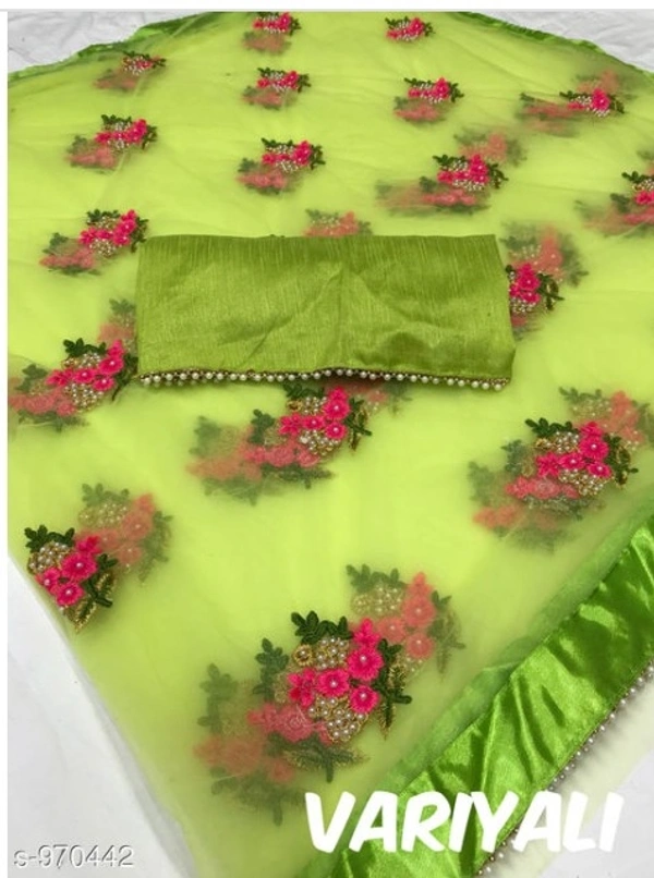 Attractive Heavy Net Embodied Saree - 8 color available , Free shipping , Free , pack of 1