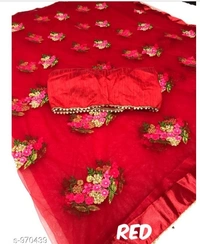 Attractive Heavy Net Embodied Saree - 8 color available , Free shipping , Free , pack of 1