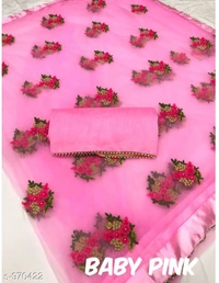 Attractive Heavy Net Embodied Saree - 8 color available , Free shipping , Free , pack of 1