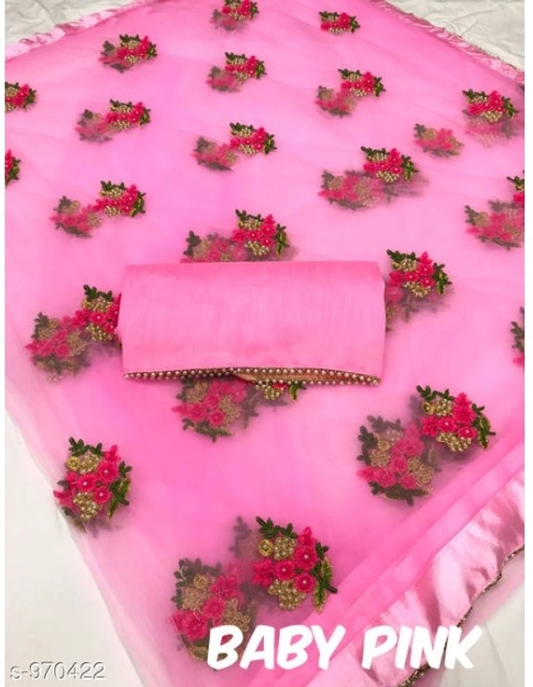 Attractive Heavy Net Embodied Saree - 8 color available , Free shipping , Free , pack of 1