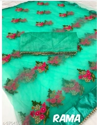 Attractive Heavy Net Embodied Saree - 8 color available , Free shipping , Free , pack of 1