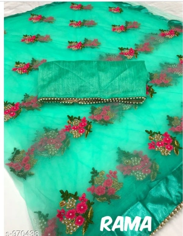 Attractive Heavy Net Embodied Saree - 8 color available , Free shipping , Free , pack of 1