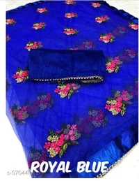 Attractive Heavy Net Embodied Saree - 8 color available , Free shipping , Free , pack of 1