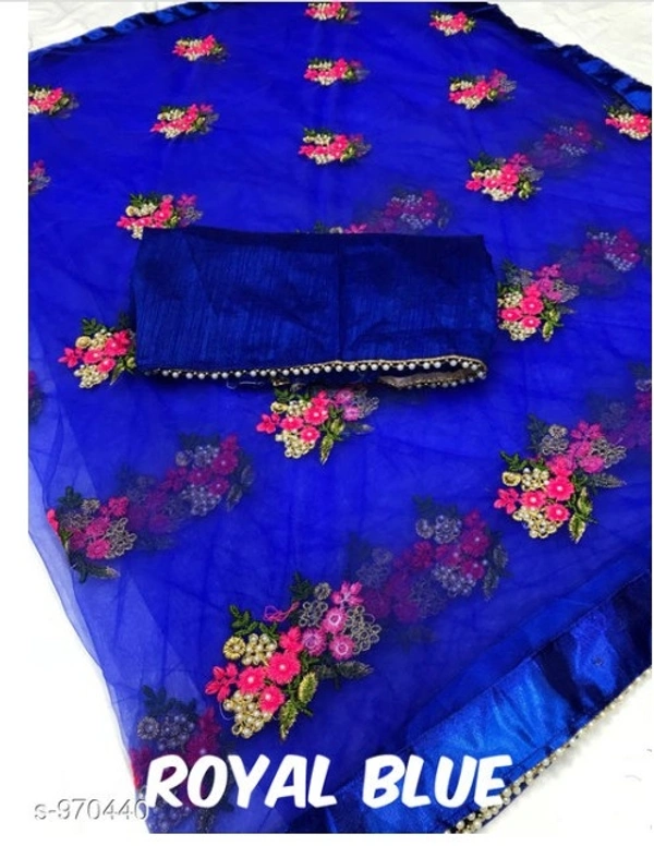 Attractive Heavy Net Embodied Saree - 8 color available , Free shipping , Free , pack of 1