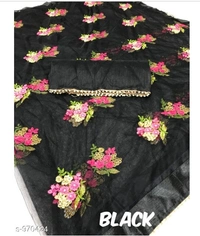 Attractive Heavy Net Embodied Saree - 8 color available , Free shipping , Free , pack of 1