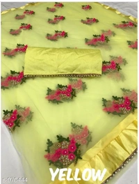 Attractive Heavy Net Embodied Saree - 8 color available , Free shipping , Free , pack of 1