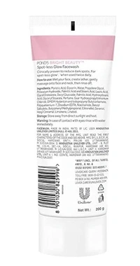 POND'S Bright Beauty Spot-less Glow Face Wash With Vitamins, Removes Dead Skin Cells & Dark Spots, Double Brightness Action, All Skin Types, 200g - Free shipping , 100g
