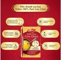 Dabur 100% Pure Cow Ghee - 1L | Desi Ghee with Rich Aroma - Free shipping , 1L