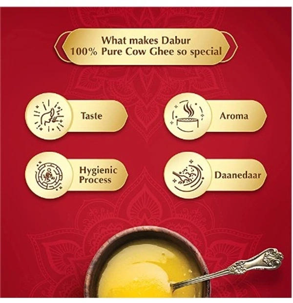Dabur 100% Pure Cow Ghee - 1L | Desi Ghee with Rich Aroma - Free shipping , 1L