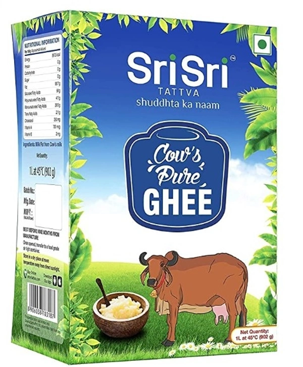 Sri Sri Tattva Cow Ghee - Pure Cow Ghee for Better Digestion and Immunity - 1 Litre - Free shipping , 1L