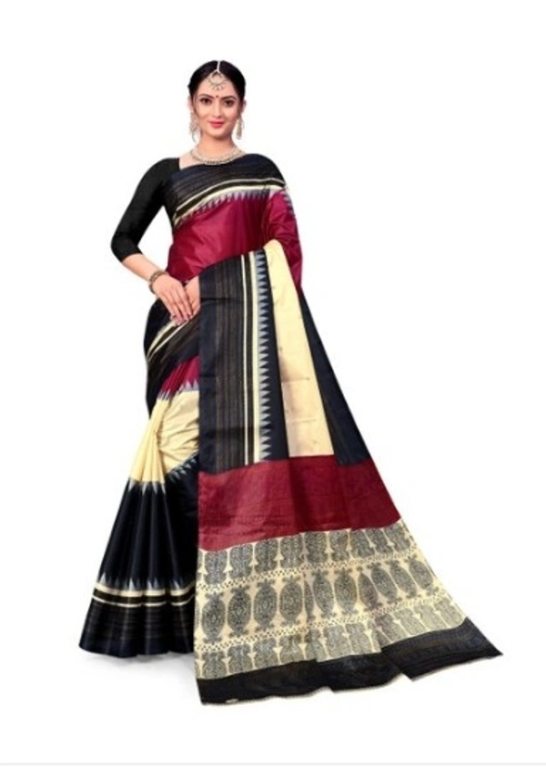 Beautiful Abstract Print Silk Saree - 4 color available , 1pcs, Free shipping , Free 