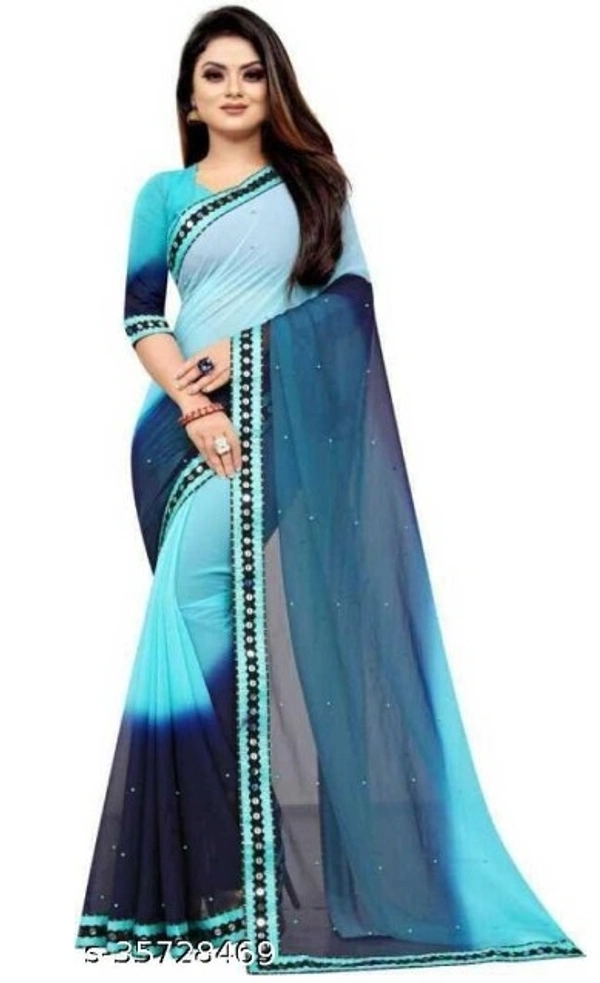 Asha Enterprise New Pding Moti Work Georgette Saree Party Wedding Festive Saree  - 6 color available , pack of 1, Free shipping , Free 