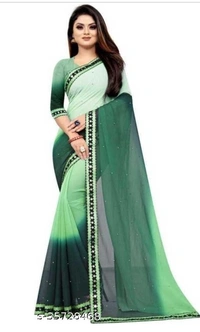 Asha Enterprise New Pding Moti Work Georgette Saree Party Wedding Festive Saree  - 6 color available , pack of 1, Free shipping , Free 