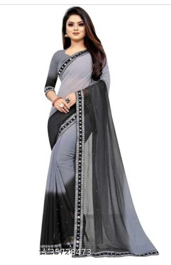 Asha Enterprise New Pding Moti Work Georgette Saree Party Wedding Festive Saree  - 6 color available , pack of 1, Free shipping , Free 