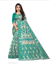 BANARASI COTTON SAREE NEW TREND - 6 color available , pack of 1, Free shipping , Free 