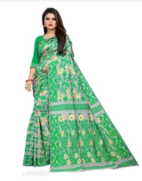 BANARASI COTTON SAREE NEW TREND - 6 color available , pack of 1, Free shipping , Free 