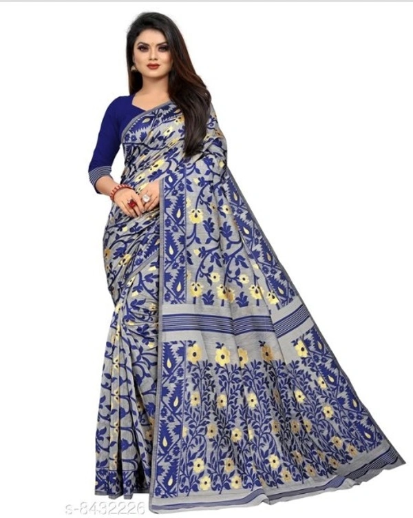 BANARASI COTTON SAREE NEW TREND - 6 color available , pack of 1, Free shipping , Free 