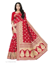 Konor's Exclusive Banarasi Golden Zari For Women - 6 color available , pack of 1, Free shipping , Free 