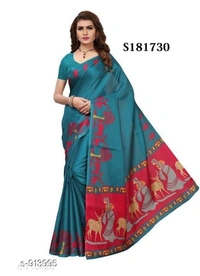 Elegant Printed Women's Saree - 7 color available , pack of 1, Free shipping , Free 