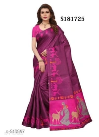 Elegant Printed Women's Saree - 7 color available , pack of 1, Free shipping , Free 
