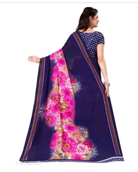 Anand Saree Printed Daily Wear Georgette Saree(Pink) - 3 color available , pack of 1, Free shipping , Free 