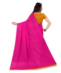 Anand Saree Printed Daily Wear Georgette Saree(Pink) - 3 color available , pack of 1, Free shipping , Free 