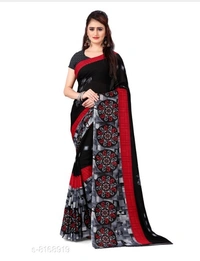 Anand Saree Printed Daily Wear Georgette Saree(Pink) - 3 color available , pack of 1, Free shipping , Free 