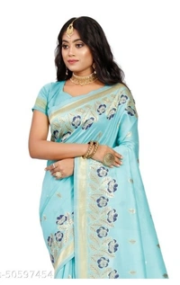 Aagam Fashionable Sarees - aasmani, pack of 1, Free , Free 