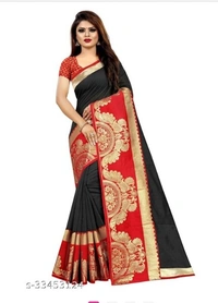 Black Color Chanderi Cotton Jacquard Lace Saree - available of 6, pack of 1, Free , Free 