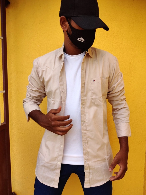 Plain Shirt - Caramel brown, M
