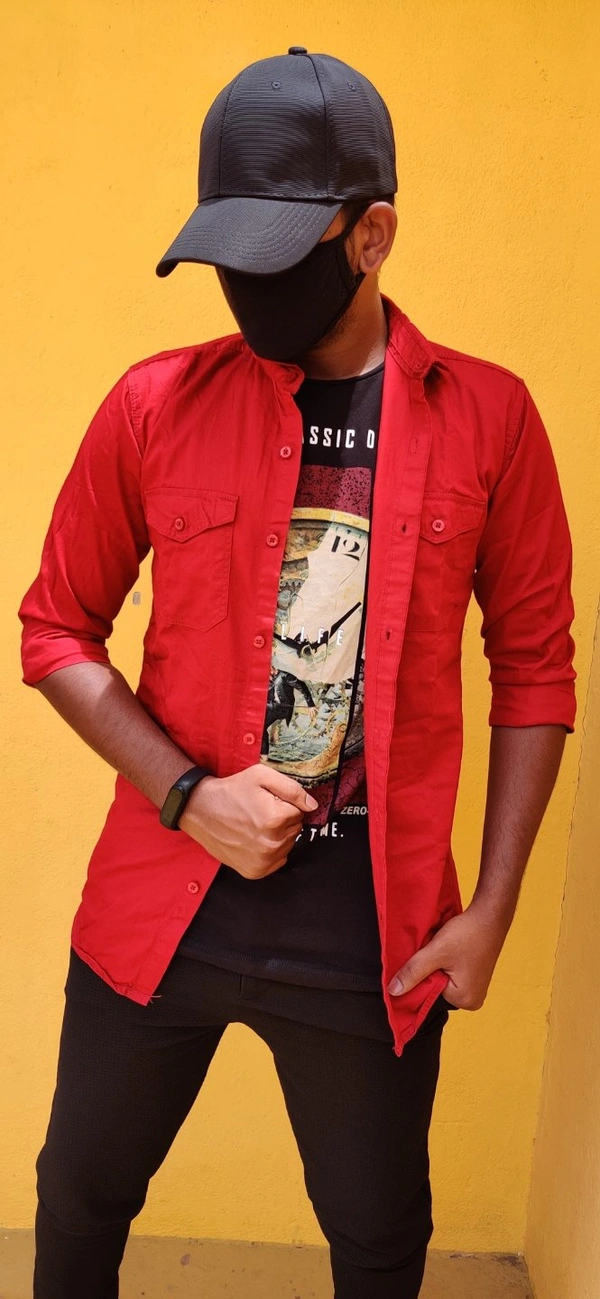 K-jhon Denim Shirt - Red, L