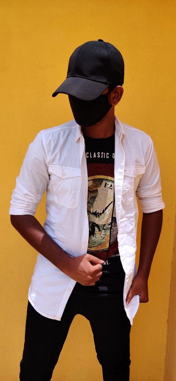 K-jhon Denim Shirt - White , L