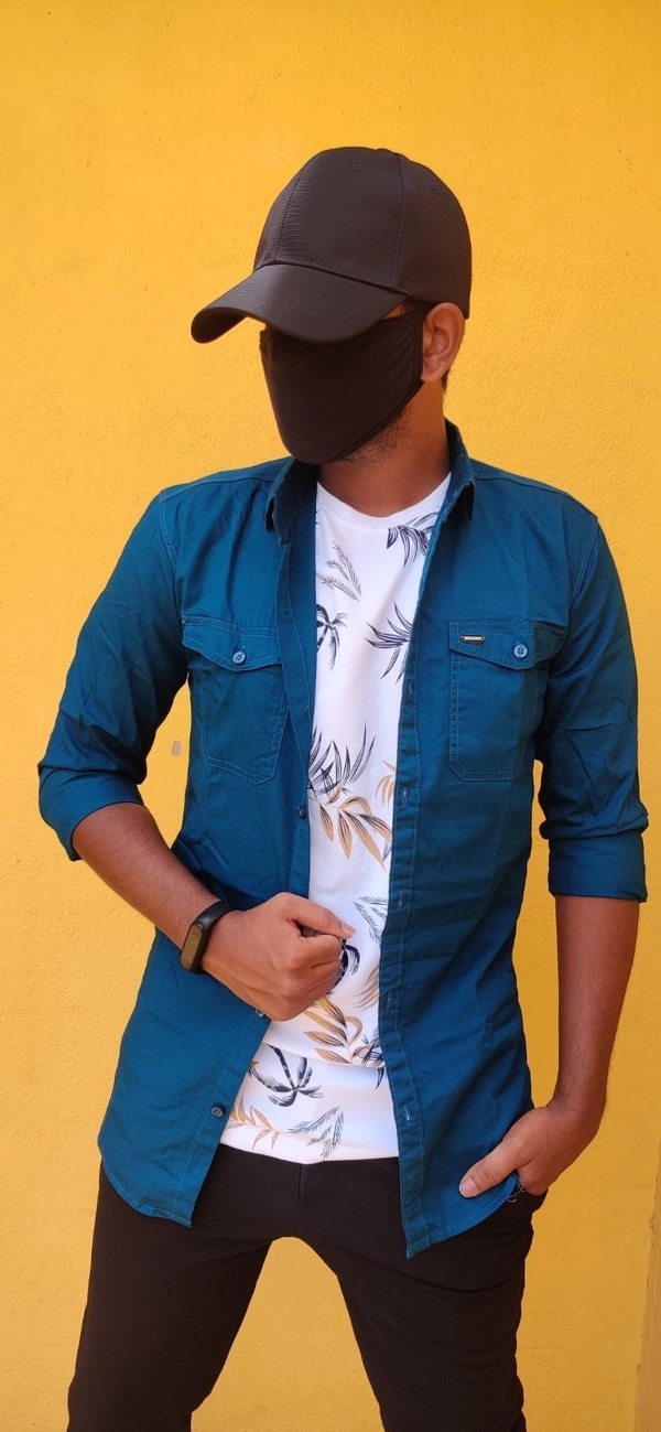 K-jhon Denim Shirt - Greenish Blue, L