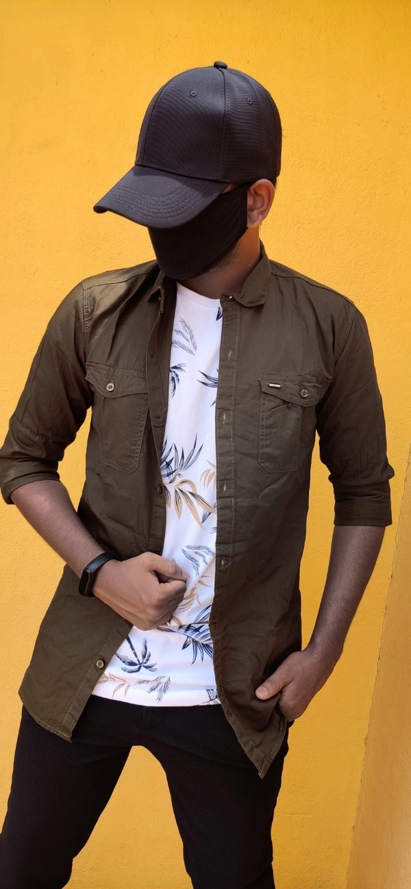 K-jhon Denim Shirt - Olive green, M
