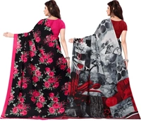 Anand Floral Print, Printed Daily Wear Georgette Saree (Pack of 2) - 30 Days Replacement Policy, No questions asked., Multicolored