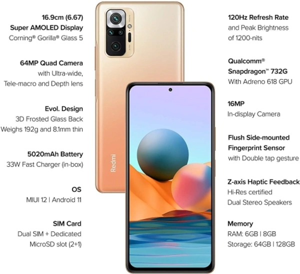 Mi  REDMI Note 10 Pro (Vintage Bronze, 128 GB) - 7 Days Replacement Policy, No questions asked., Vintage Bronze, 8/128