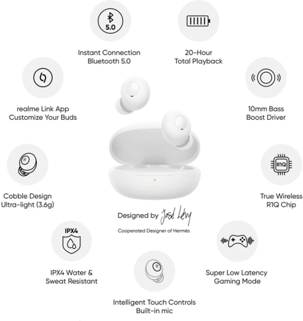 realme Buds Q Bluetooth Headset - White, 7 Days Replacement Policy/brand assistance for device issues*, No questions asked.No questions asked