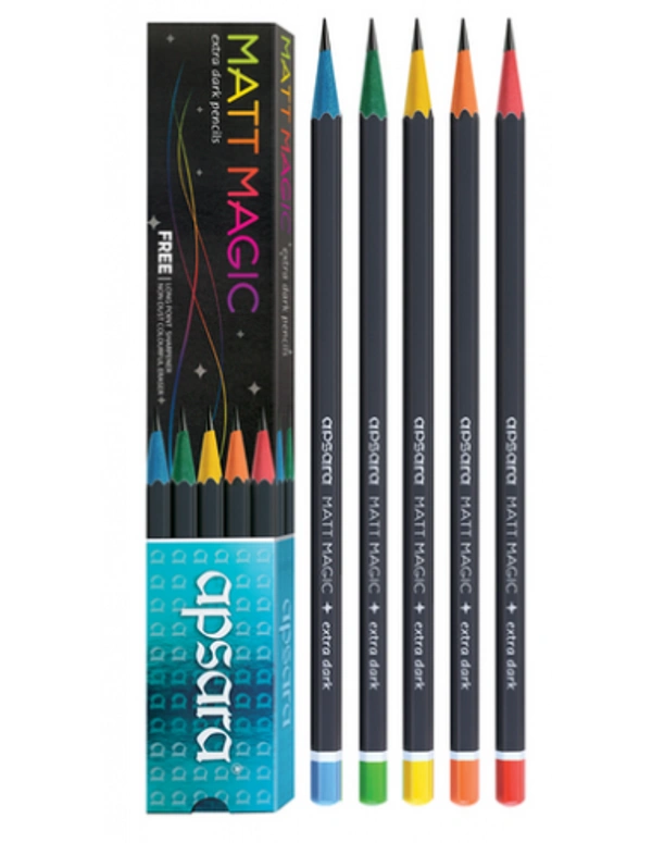 Apsara Matt magic - mixed, 10pcs free sharpner and eraser