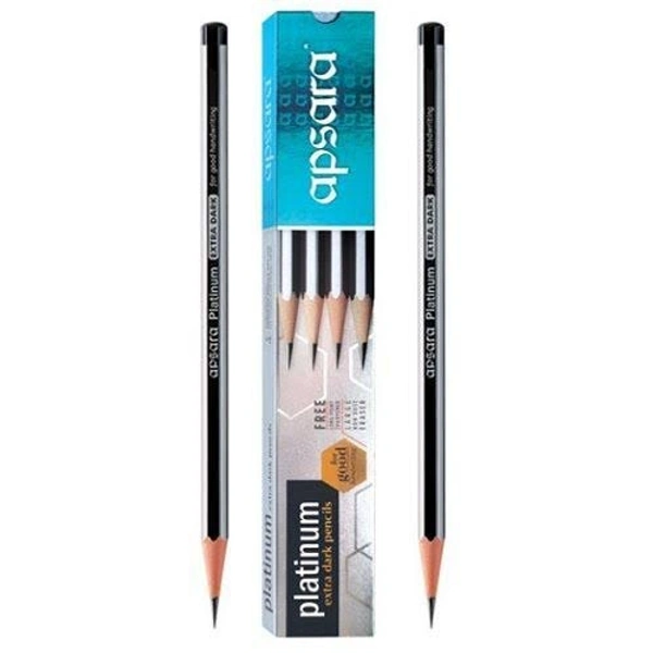 Apsara Extra Dark - silver & black, pencil 10pcs and free sharpner and eraser