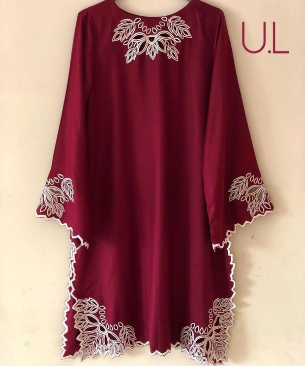 Cut Work Kurta - maroon, semi stitched 