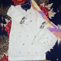 Hand Embroidered Suit  - snow white, medium