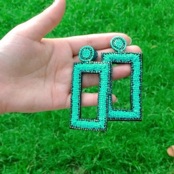 Hand Made Beads Earring Set  - blue