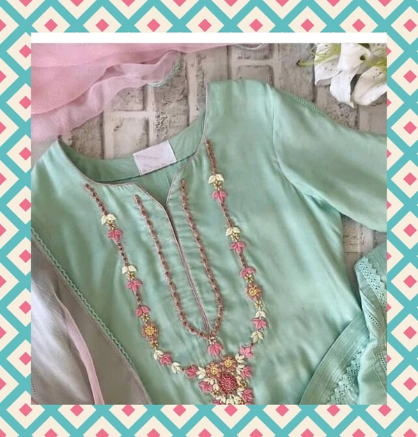 Red Petals Embroidered Kurta Set  - l