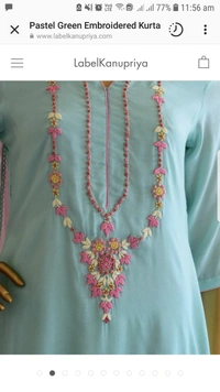 Red Petals Embroidered Kurta Set  - l