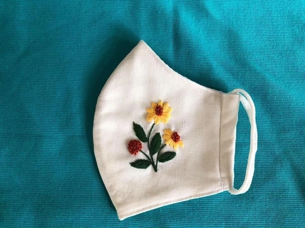 Red Petals Hand Embroidered Mask