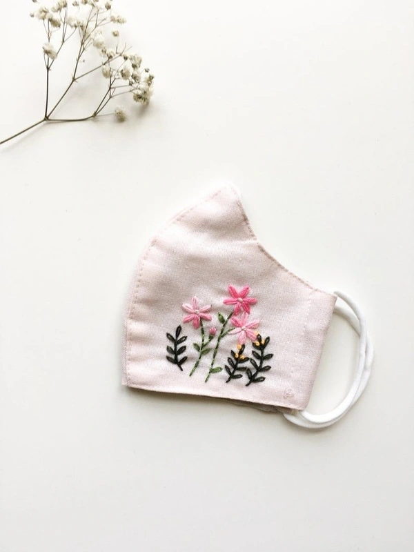 Red Petals Embroidered mask